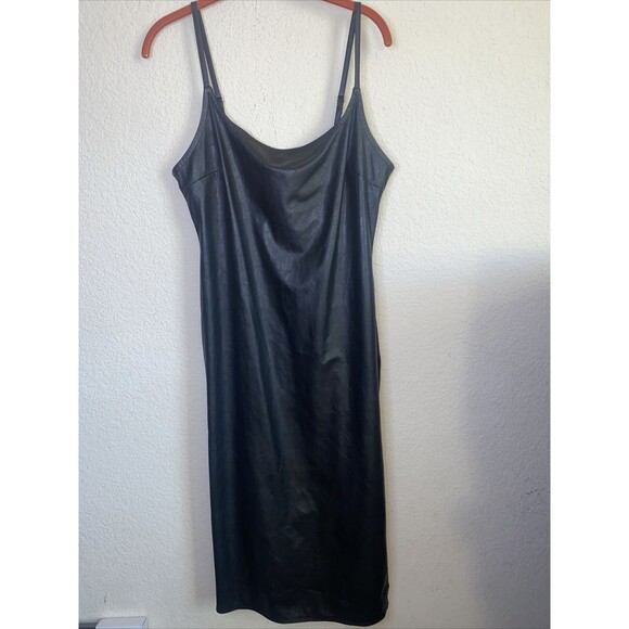 wild fable Dresses & Skirts - Womens Dress Slip Faux Leather Sexy bodycon Long Slit Zip Large Stretch wild